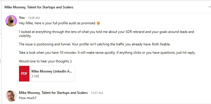 Client Audit DM Reaction