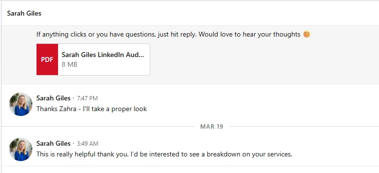 Client Audit DM Reaction