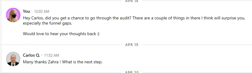 Client Audit DM Reaction