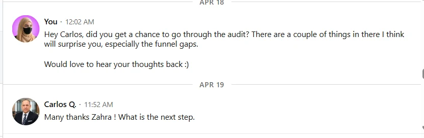Client Audit DM Reaction
