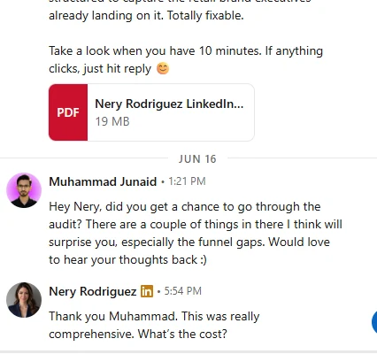 Client Audit DM Reaction
