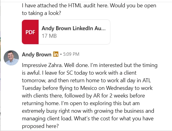 Client Audit DM Reaction