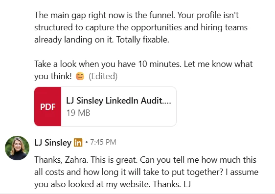 Client Audit DM Reaction