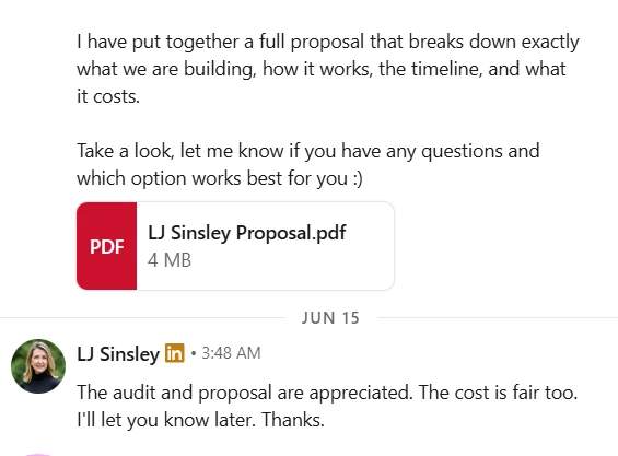 Client Audit DM Reaction