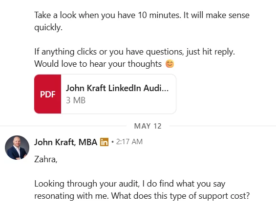 Client Audit DM Reaction