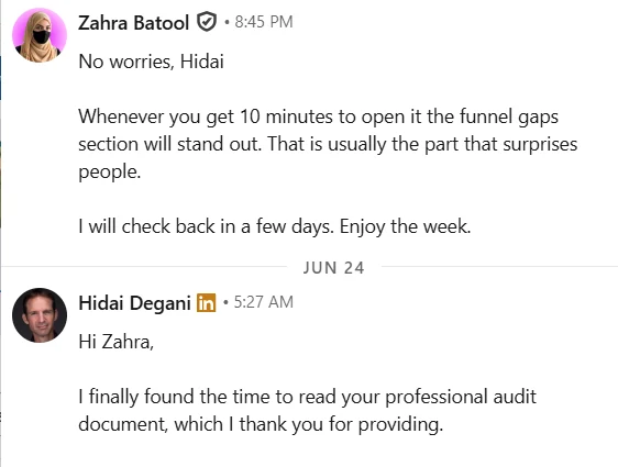 Client Audit DM Reaction