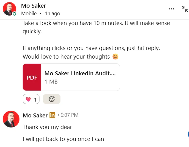 Client Audit DM Reaction
