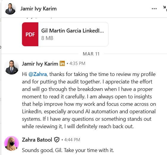 Client Audit DM Reaction