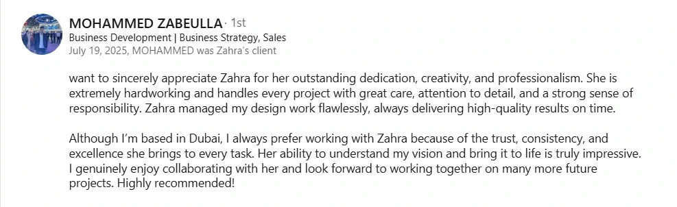 Mohammed Zabeulla - Business Development & Strategy Verified LinkedIn Recommendation