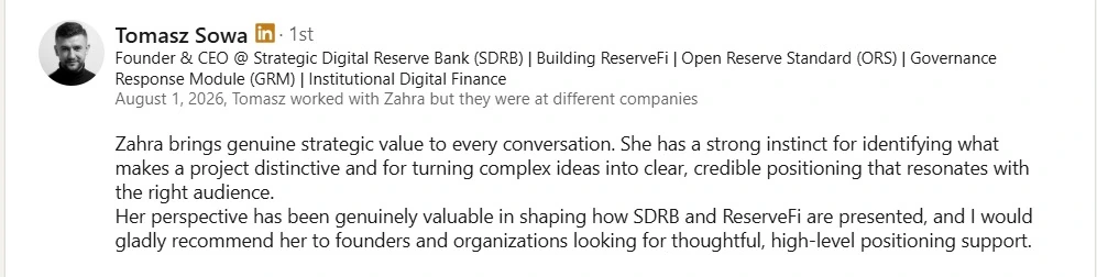 Tomasz Sowa - Founder & CEO @ SDRB Verified LinkedIn Recommendation